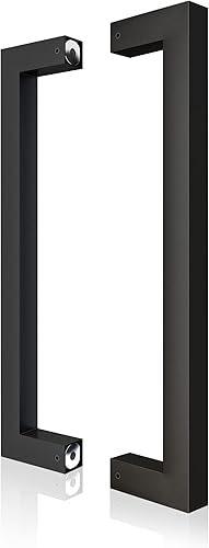 JUBEST Manija de barra de empuje negra mate de 12 pulgadas, manijas de puerta corrediza de granero, manija de puerta de doble cara resistente para