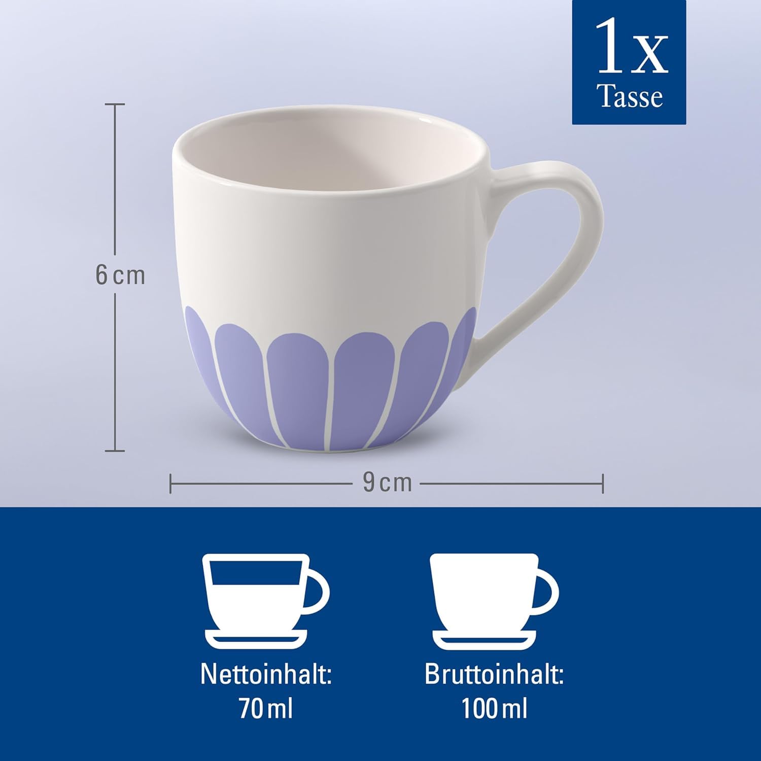 Villeroy & Boch - Fleur bleu filiżanka do espresso niebieska, można myć w zmywarce i używać w kuchence mikrofalowej, mała filiżanka do espresso lub do kawy, naczynie, kwiatowy wzór, porcelana Premium