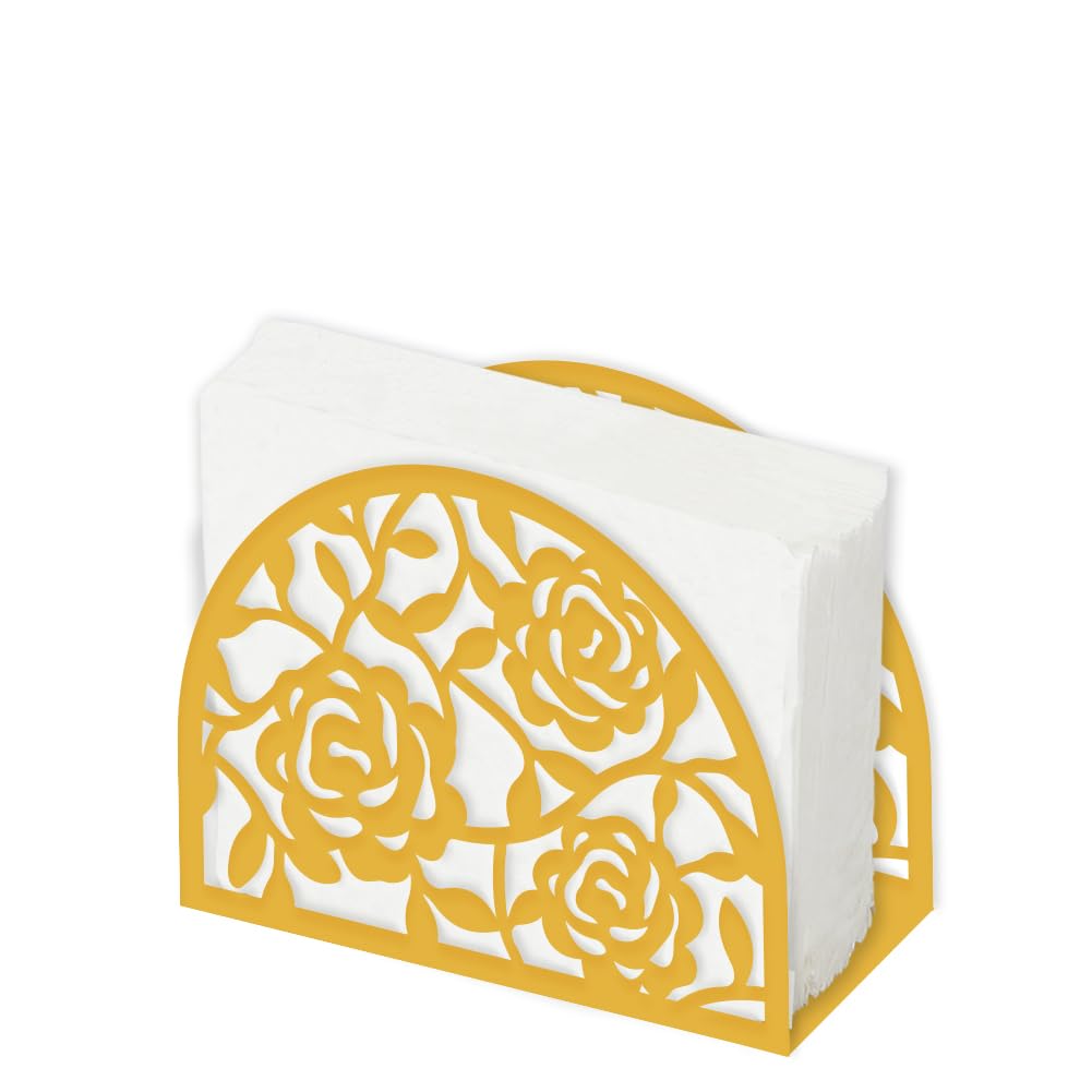 Porte-serviettes en métal jaune rose pour serviette de table et papier de soie