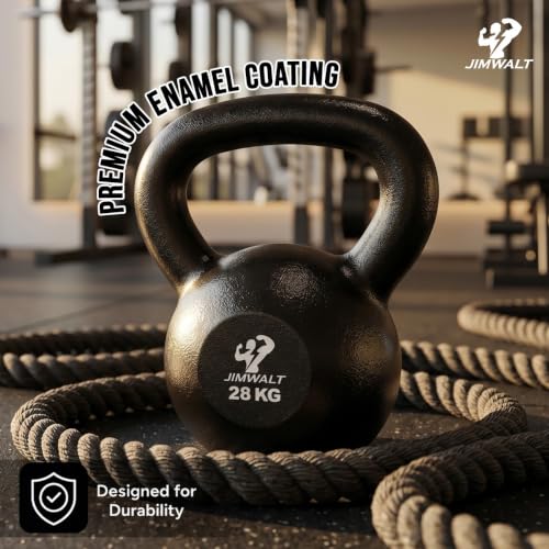 Image of Jimwalt Heavy Duty Enameled Cast Iron Kettlebell | Smooth Non-Slip Grip, Chip-Resistant Coating | Perfect for Strength Training & Home Gym (Enameled Coated 20KG)