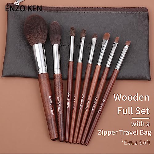 ENZO KEN Natural Hair Makeup Brushes Set Professional, Pony Hair Makeup Brush Set including Case - Image 2