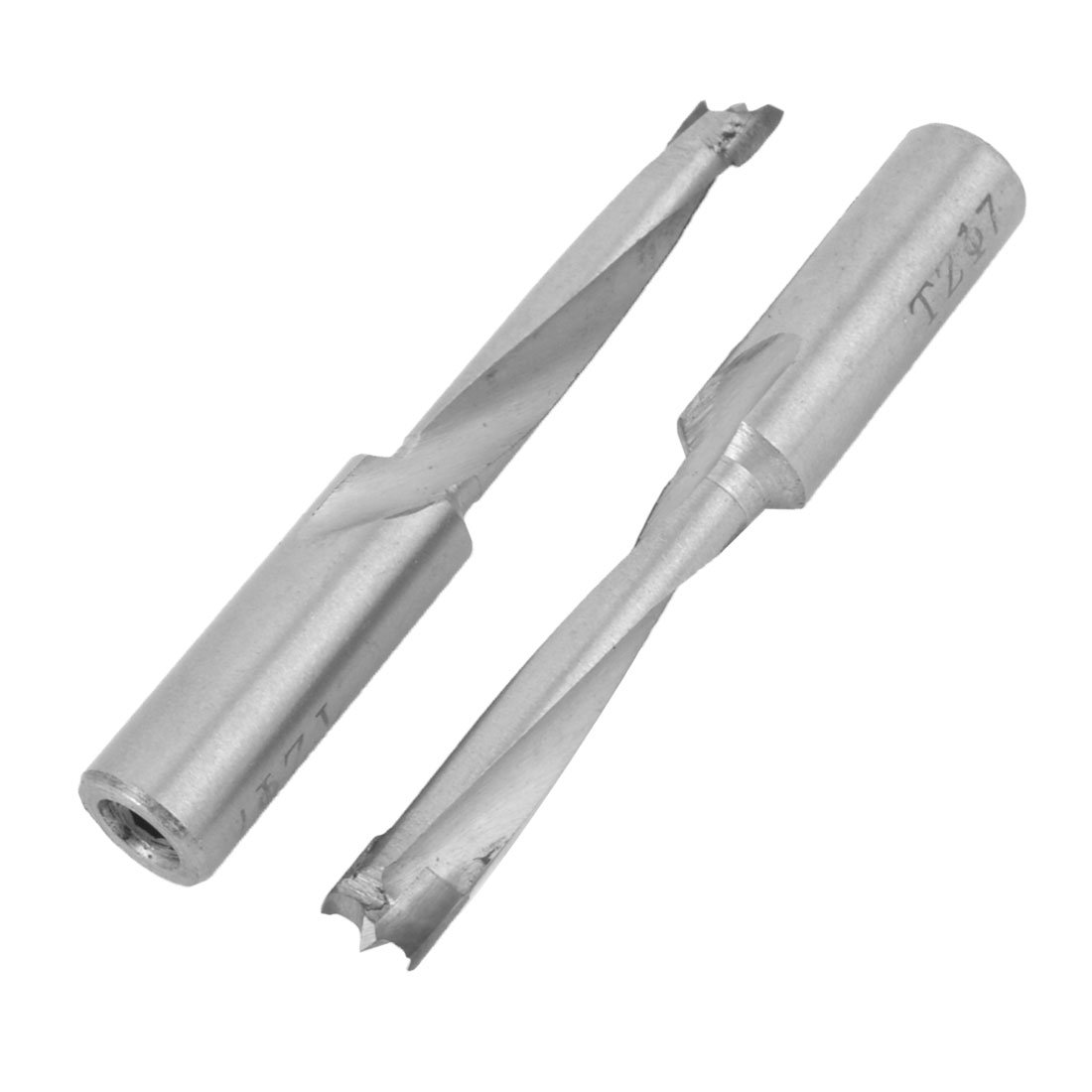 Aexit 2PCS Silver Wood Drill Bits Tone Woodworking Carbide Tipped Brad Point Straight Shank Boring Drill Bit Tool 7mm Brad-Point Drill Bits x 68mm