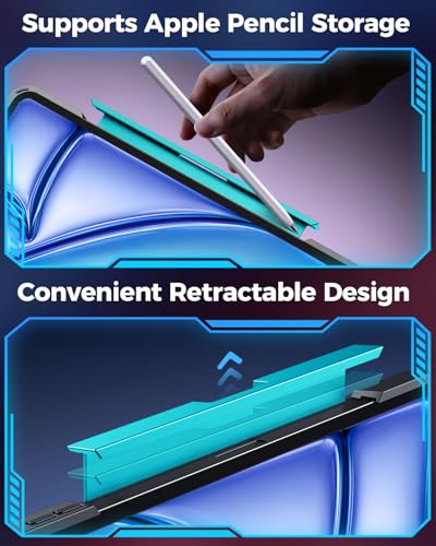 SIBEITU Clear Keyboard Case for iPad Air 11 Inch 2025/2024/ iPad Air 5th/4th 10.9" 2022 2020/ iPad Pro 11", Trackpad, Pencil Holder, 7-Color Backlit, Rotatable, Blue
