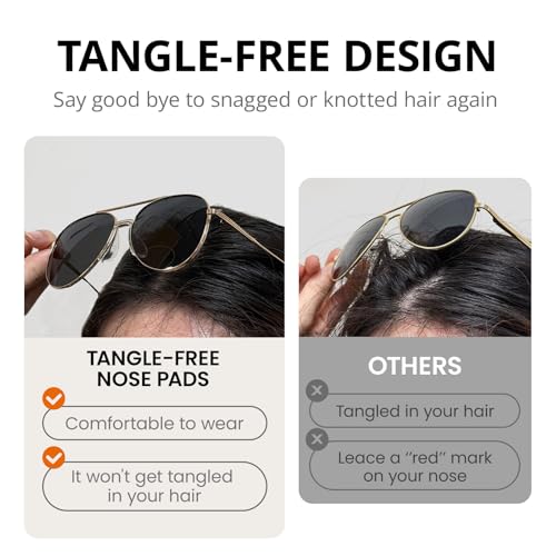 Tangle Free Aviator Sunglasses Polarized Sun Glasses for Women Men with UV Protection Fashion Trendy Shades3