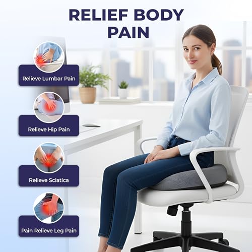 Image of Billebon Orthopedic Memory Foam Donut Pillow for Tailbone Pain| Coccyx Seat Cushion for Piles & Hemorrhoids| Sciatica| Prostate| Post-Natal| Pregnancy Pain Relief| Breathable Mesh Cover - Grey