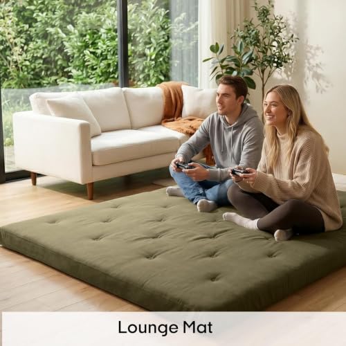 Image of ZonLi Japanese Floor Futon Mattress Queen Size 80 inchx 60 inch, 100% Cotton Cover 4 inch Thicken Tatami Mattress, Foldable Sleeping Pad, Portable Dormitory Tatami Mat, Roll Up Floor Lounger Bed for Adult