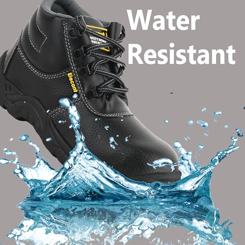 Image of ELECANT Lace-up Steel Toe, PVC Sole and Rexine Upper Black Safety Shoes for Construction, Factory and Industrial Work||Safety Shoes for Men