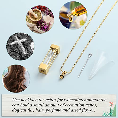 Imrsanl Glass Hourglass Cremation Jewelry for Ashes Container Vial Urn Necklace Pendant Stainless Steel Cylinder Bottle Memorial Cremation Keepsake Jewelry for Women/Men4