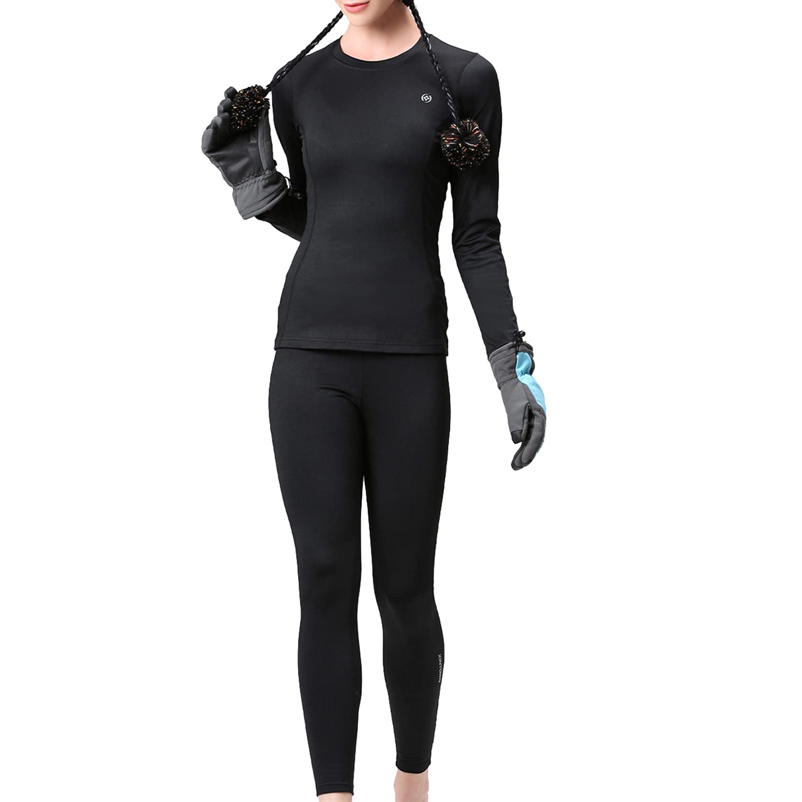 Ensemble de sous-vêtements Thermiques d'hiver 2 pièces pour Femmes, doublé en Polaire, Doux, Confortable, léger, Extensible pour Les activités de Plein air comme la randonnée et