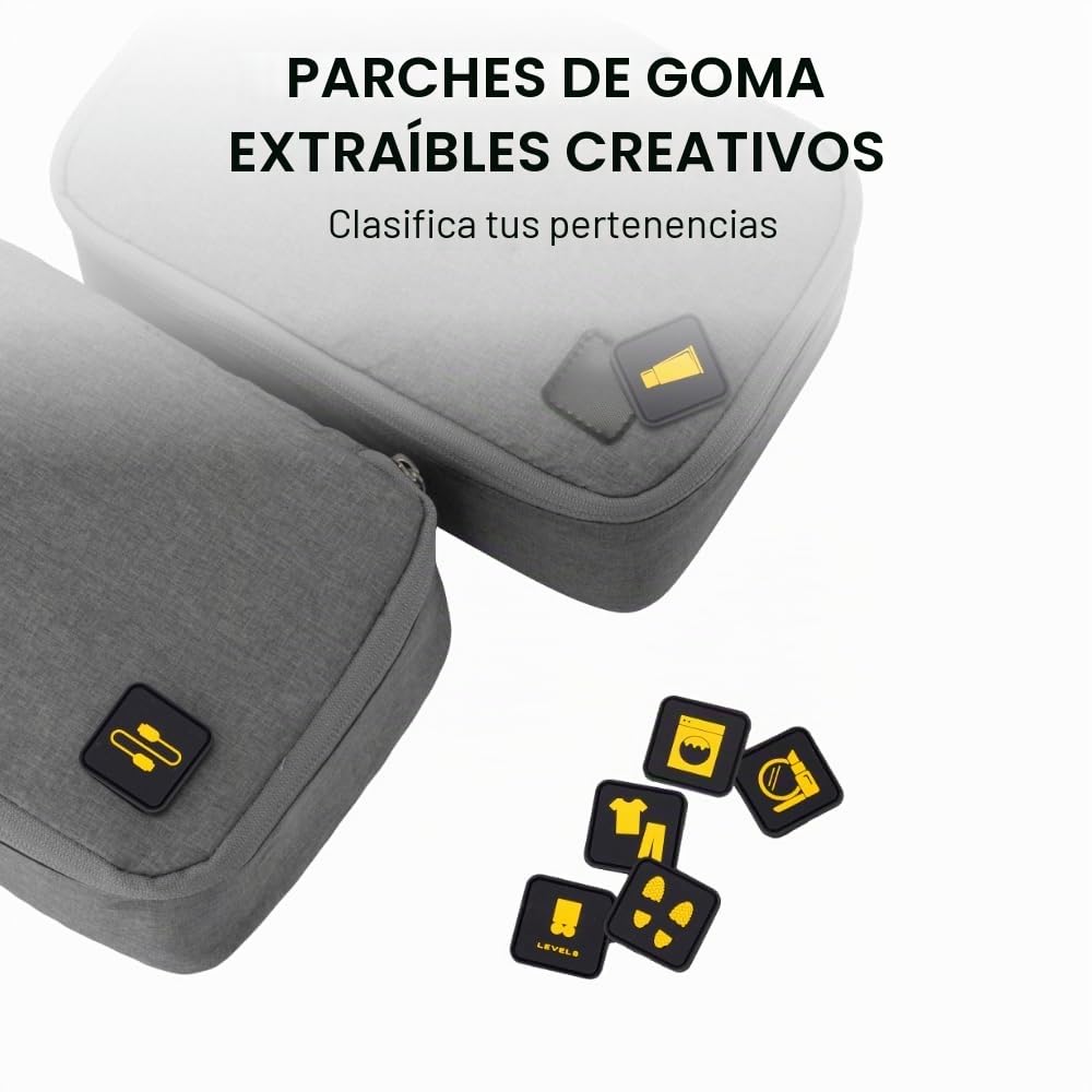 LEVEL8 4 Piezas Packing Cubes Impermeable Viaje Ropa/Zapatos/Cosme Gris