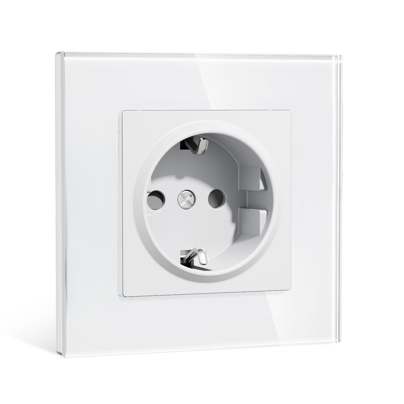 BSEEDLIFE 86mm Schuko Steckdose Unterputz EU-Standard, 1/2/3/4/5 Fach Wandsteckdose mit Glas Rahmen Einfache Installation,Inzelsteckdose mit Krallen