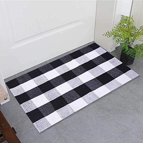 Buffalo Plaid Door Mat Outdoor Checkered Rug for Outdoor