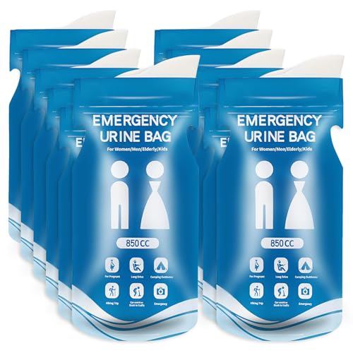 ZOCONE Pack of 12 Disposable Urine Bags, 850 ml Portable Urine Bag for Travel, Women and Men, Outdoor Emergency Toilet, Super Absorbent Urine Bag, Urinal for Camping Travel, Traffic Jam, Car Travel