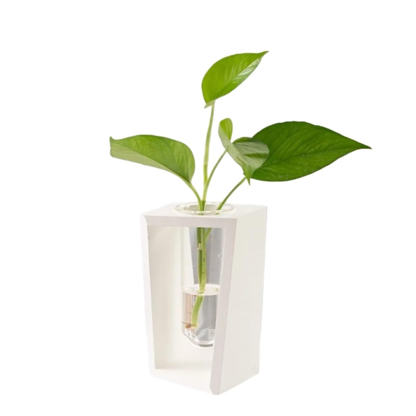 Geometric Vases Simple Hydroponic Green Plant Vase Test Tube Wooden Frame Flower Arrangement Decorative Tabletop Plants Home Decor(Color1)