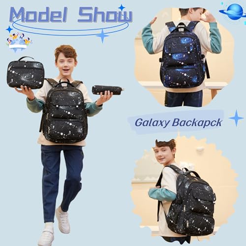 Image of Galaxy-Print School-Bag Backpack for Boys Middle-School Elementary Bookbag