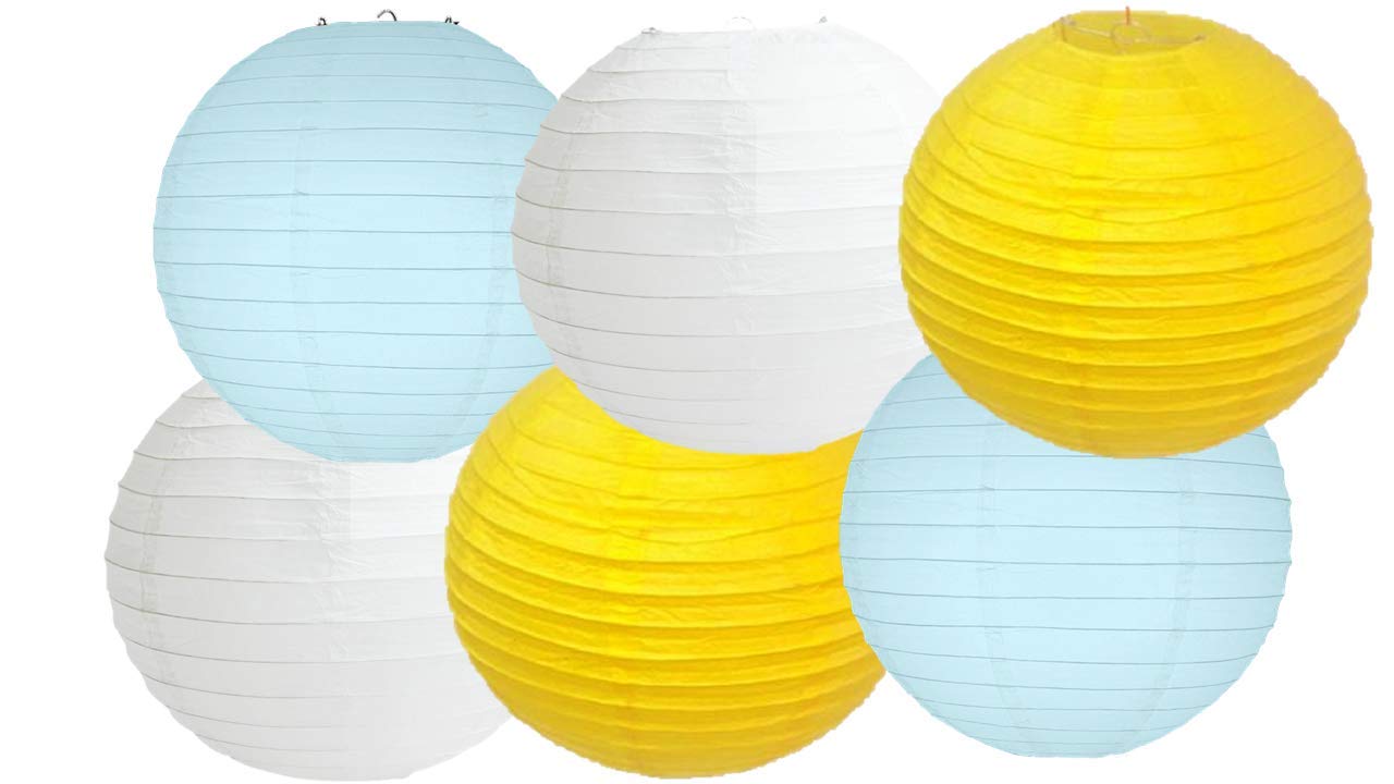 Paper Lanterns Mix Color Packs of 6 Round Paper Lanterns Lampshade (All Ivory/Cream, 12" (30 Cm)) — view 39