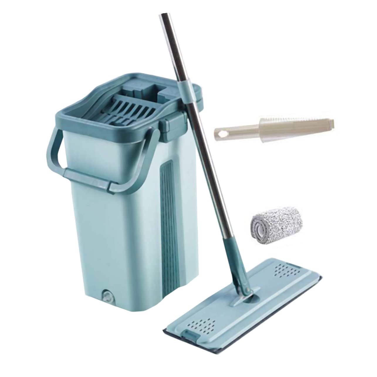 Mop senza Lavaggio in Microfibra Secchio Verde per Pulizia Casa