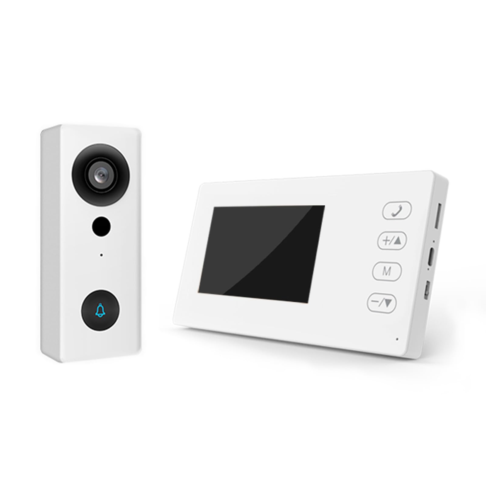 Videocitofono Wireless 2.4G con Schermo Display Kit Videocitofono con Schermo IPS 4,3 Pollici Visualizzazione Notturna Citofono Bidirezionale per Villa Home Office Appartamento (Bianco)