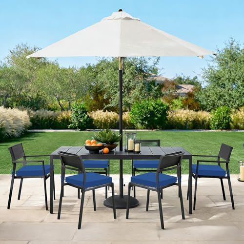 Image of Basic Beyond Outdoor Chair Cushions Set of 6, Outdoor Cushions for Patio Furniture, Water Resistant Patio Chair Cushions with 2 Ties, 18.5x16x3, Square Corner, Royal Blue