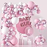 Baby Shower Decorations for Girl with Foil Mylar Baby Girl Happy Birthday Pink Confetti Balloon Garland Kit Kids Birthday Party Supplies Gender Reveal Pink Theme Hello Kitty