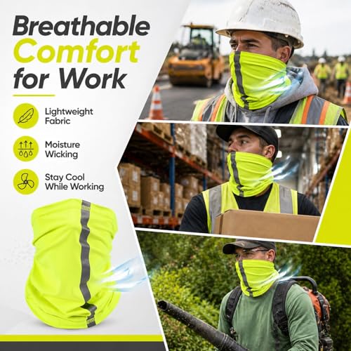 Image of SATINIOR 4 Pcs Neck Gaiter Face Mask for Men Reflective Face Cover Scarf Summer UV Sun Protection Balaclava Bandana for Work