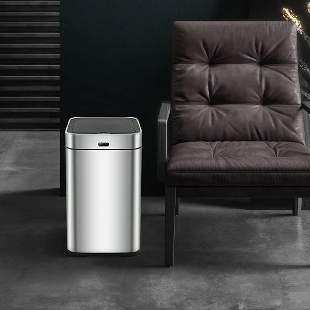 Trashbin Stainless Steel Rechargeable Intelligent Automatic Induction Trash Can Household Kitchen Living Room Trash Can 10L Trash Cans