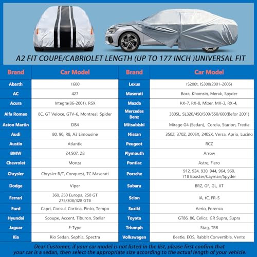 Image of 10-Layer Waterproof Sport /Coupe /Cabriolet Car Cover. All Weather Full Outdoor Covers. 718, Cayman Boxster, BMW Z4, Nissan 350Z etc. Size A2 (Length Up to 177 inch)