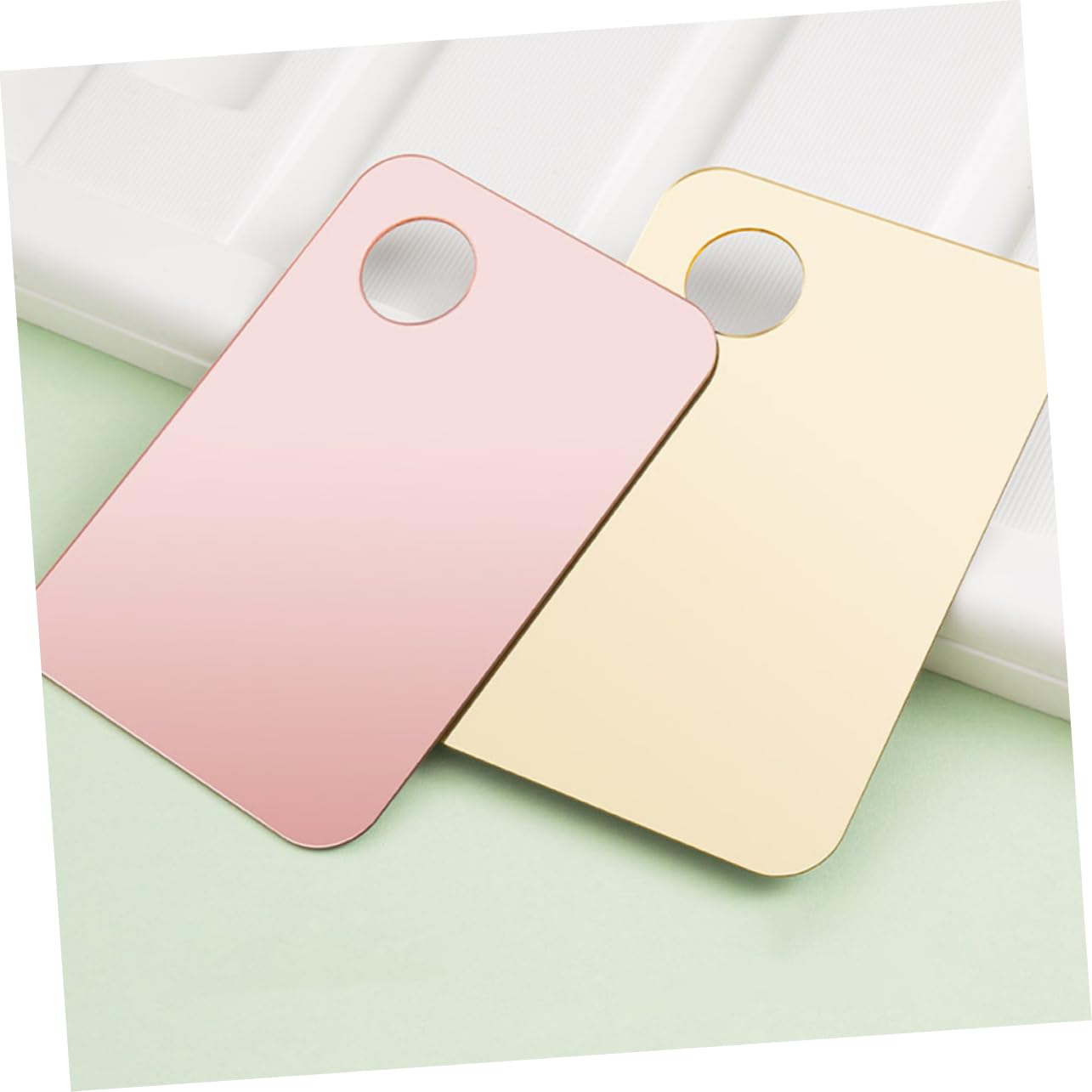 IWOWHERO Makeup Artist Tool Set 2 Pack Blush Palette for Foundation Mixing Spatula Tool Portable Makeup Mixing Plate