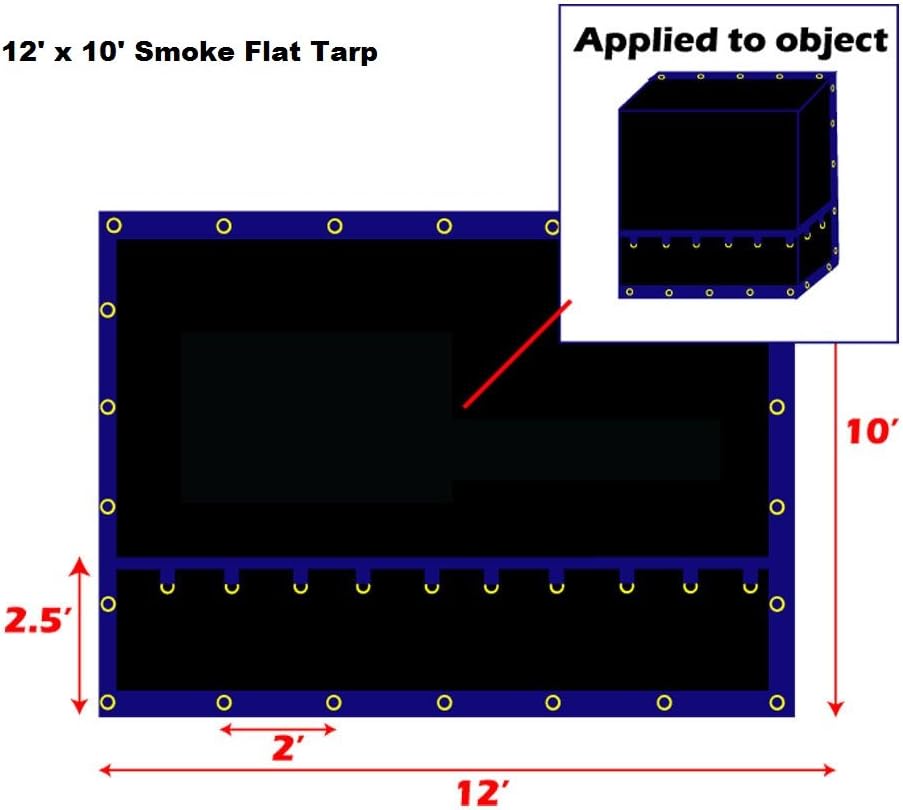 12' x 10' Xtarps Flatbed TruckTarp - Flat Smoke Tarp - Heavy Duty, Industrial Grade