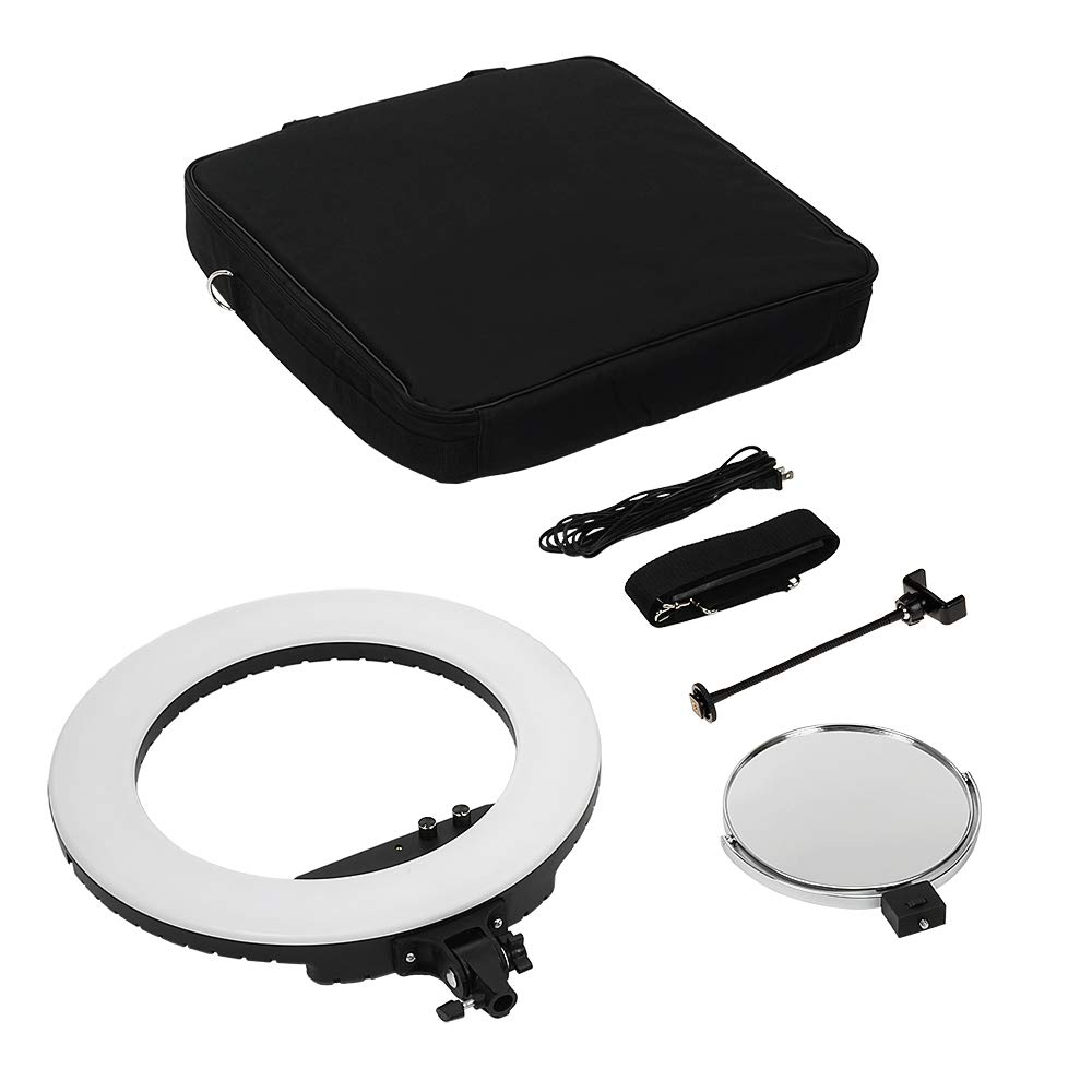 Fotodiox Vlog-LED-Ring-Pro-Blk Selfie Starlite - Anello luminoso a LED bicolore dimmerabile per ritratti, fotografia, trucco, YouTube, video di vite e altro, include luce, morsetto per telefono,