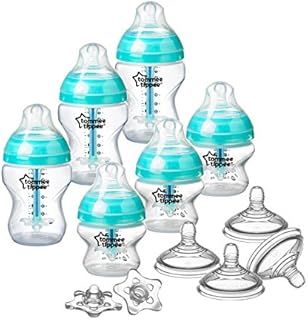 Tommee Tippee Advanced Anti-Colic Newborn Baby Bottle Feeding Set, Heat Sensing Technology, BPA-Free
