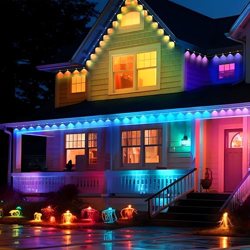 Image of Permanent Outdoor Lights - Smart Outdoor LED Lights, 100ft RGB Color Changing, 54 Scene Modes, App Control, Waterproof IP67, Alexa Compatible