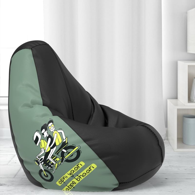 ComfyBean Bag Cover 5XL- Official: Jack & Mayers Bean Bags - for Adults - Max User Height : 6-6.5 Ft. - Weight : 99-110 Kgs(Model: Yaari Sab pe Bhari - Black Green)-image-12