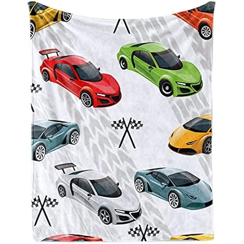 Soft Racing Car Theme Flannel Blanket Cover