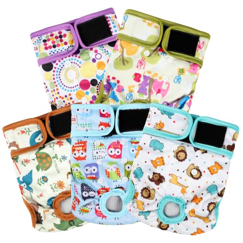 Image of Washable Reusable Female Dog Diapers(5 Pack) Small Medium Large Doggie Puppy & Doggy Dog Diaper, Period Panties in Heat Animals Small