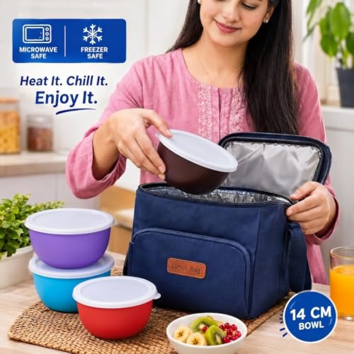 Image of Zaib Stainless Steel Microwave Safe Serving Bowl 500 ml, 14 cm