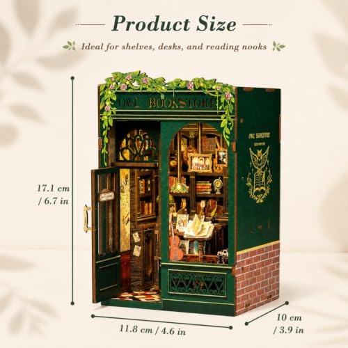 Image of Wanna Party Bookstore DIY Book Nook Kit, 3D Wooden Miniature House Puzzle, Bookshelf Insert Decor with Cozy Library Scene, Craft Building Kit for Adults & Teens 14+, Creative Room Decoration Gift