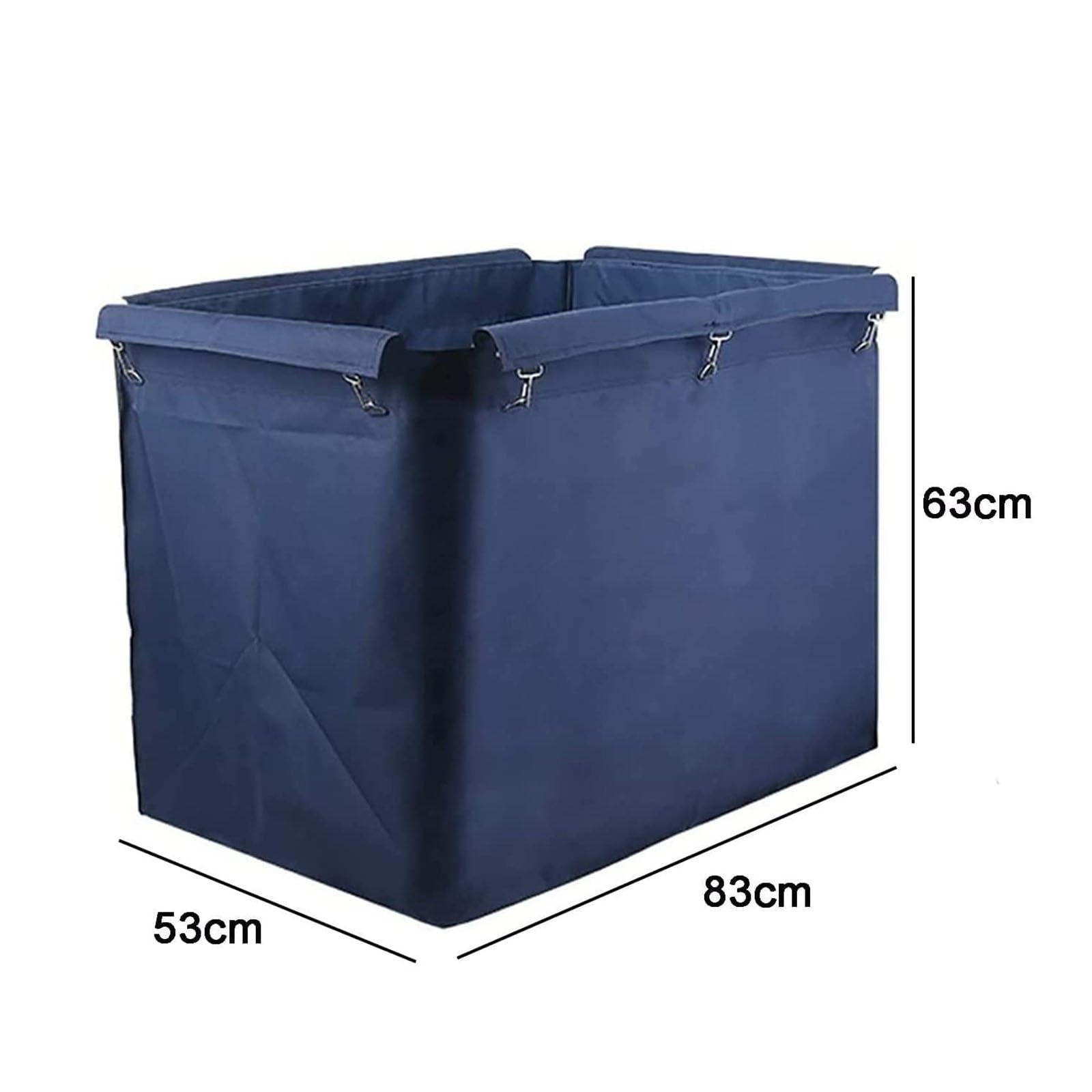 Sacco per bucato Rettangolare Commerciale - Borsa Sostitutiva per Carrello della Spesa in Tessuto Oxford da 400 Litri con Tasche portaoggetti Rimovibili - Resistente e Versatile (Blu)