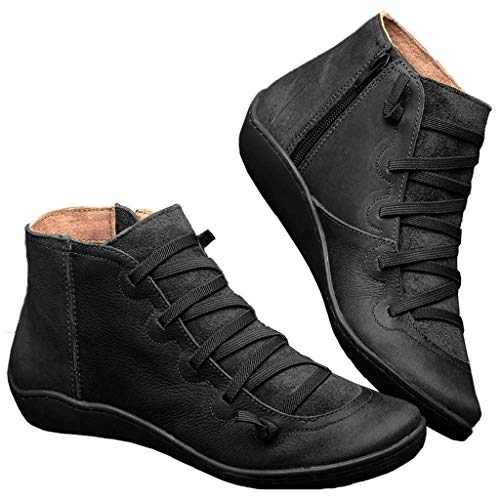 Damen Stiefel Winterschuhe Kurzschaft Stiefel Damen Stiefel Weiches Leder Stiefeletten Gefüttert Winterstiefel Boots Schneestiefel Damen