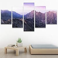 SIGNWIN 5 Panel Canvas Wall Art Mountainscape for Home Decorations Ready to Hang - 60