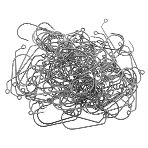 YIJU 100 Unidades de Anzol de Pesca Individual, Gabarito Grande, Anzol de aço de Alto Carbono - 3-0