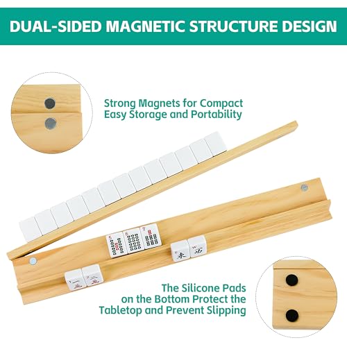 4 Piezas Soportes Magnéticos de Madera para Mahjong miniatura 3