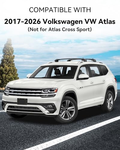 Image of 330Lbs Roof Rack Cross Bars Compatible with Volkswagen VW Atlas 2017-2026 (Not for Atlas Cross Sport), Heavy Duty Aluminum Roof Rails Top-Mount Crossbars Rooftop Cargo Carrier