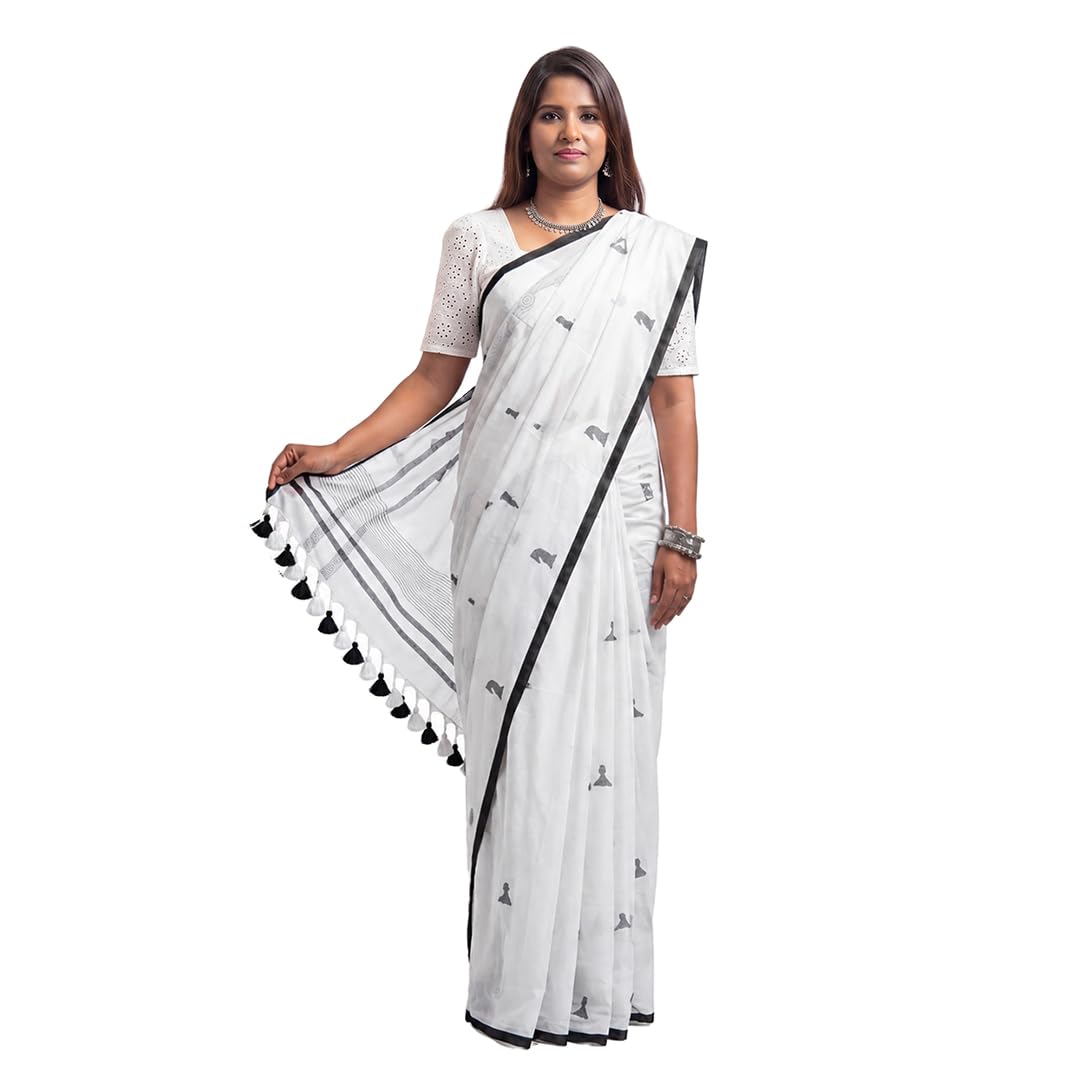 Chess Print Cotton Saree | Handcrafted Indian Wedding Gift-image-27