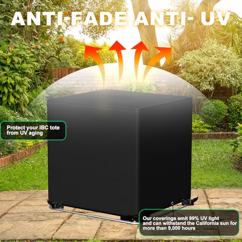 IBC-Tote-Covers-275-GallonFits-for-1040L-Waterproof-Outdoor-Sunshade-Rain-Barrels-IBC-Tank-Water-ToteHeavy-Duty-Anti-UV-Tearproof-420D-Polyester-Cloth4Pcs-Windproof-Buckle-Straps