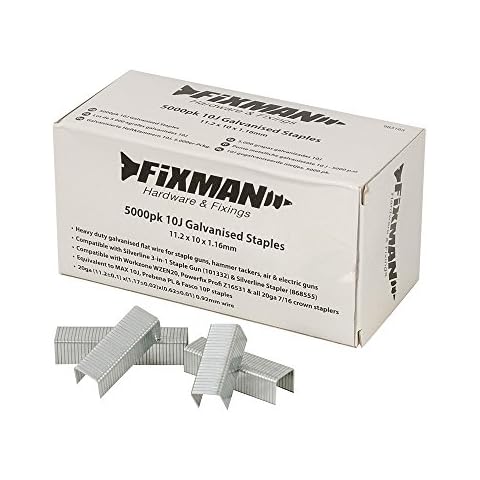 Fixman 983163 10J Galvanised Staples 5000pk 11.2 x 10 x 1.17 mm Cover