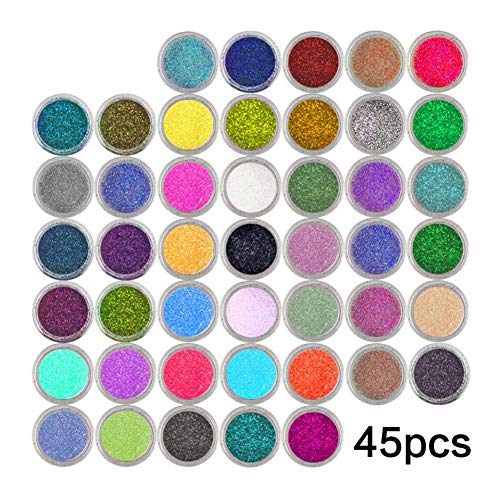 Fancylande Glitzerpulver für Nägel, Nagelaufbau, Kunst, Make-up, Körperfarbe, Kunsthandwerk, Maniküre-Palette mit… – Bild 6