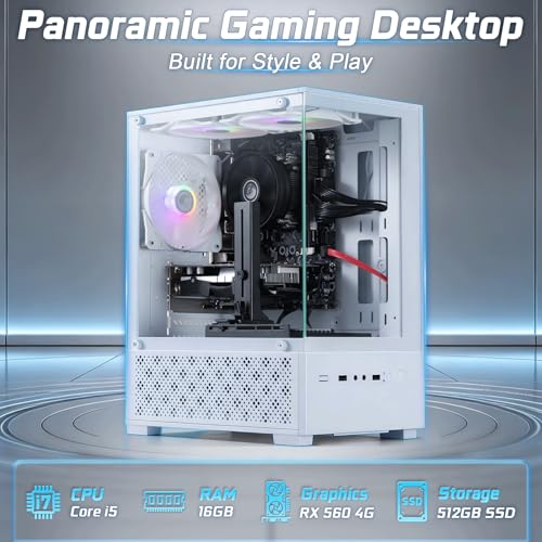 Image of Prebuilt Gaming PC Desktop,Core i5 Tower Computer, RX560 GPU,Win11