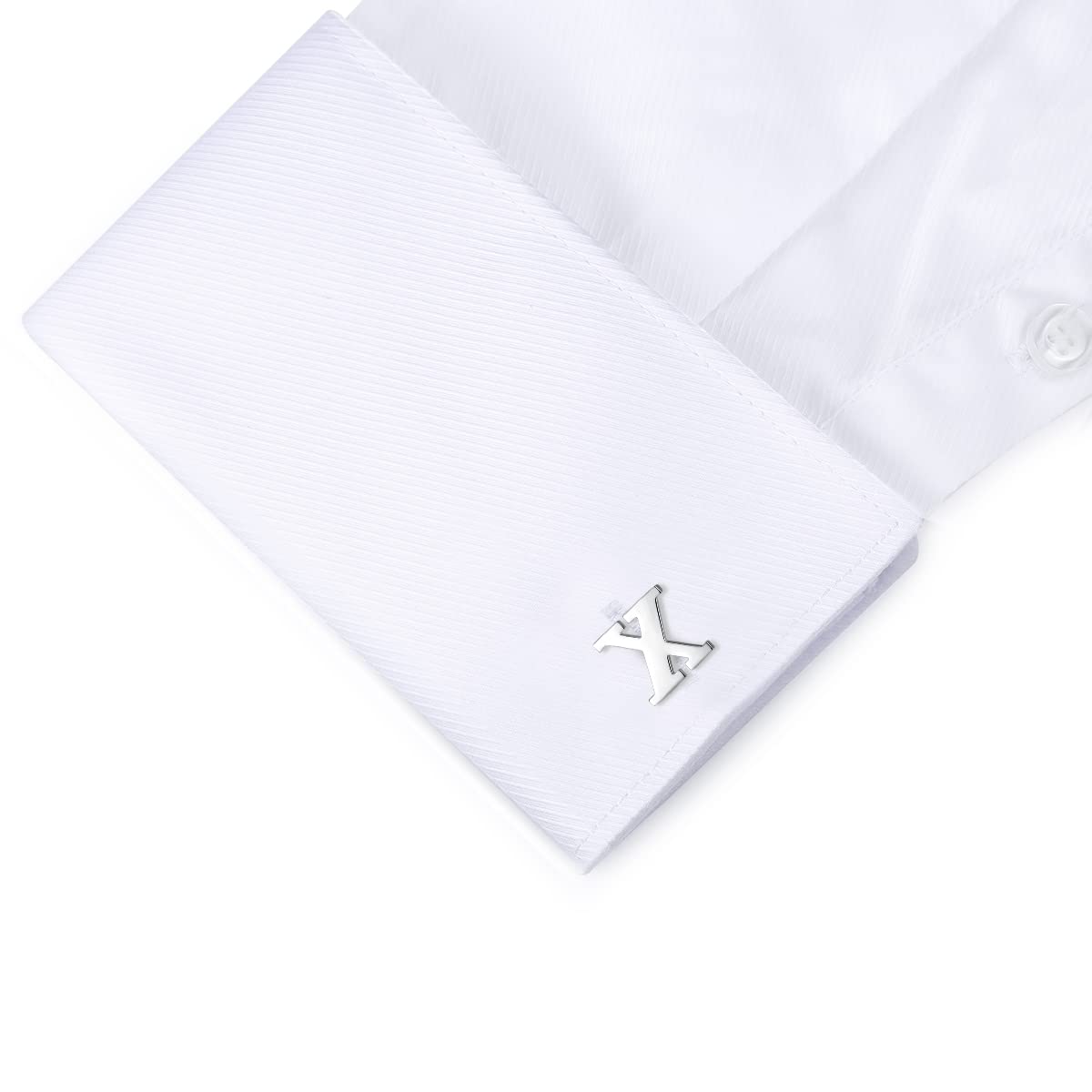 HONEY BEAR Gemelos Camisa de hombre de metal, Acero inoxidable,Nombre Carta Letra Iniciales A-Z,plata (1 par X)