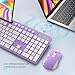 Wireless Keyboard and Mouse Combo, MARVO 2.4G Ergonomic Wireless Computer Keyboard with Phone Tablet Holder, Silent Mouse with 6 Button, Compatible with MacBook, Windows (Purple)